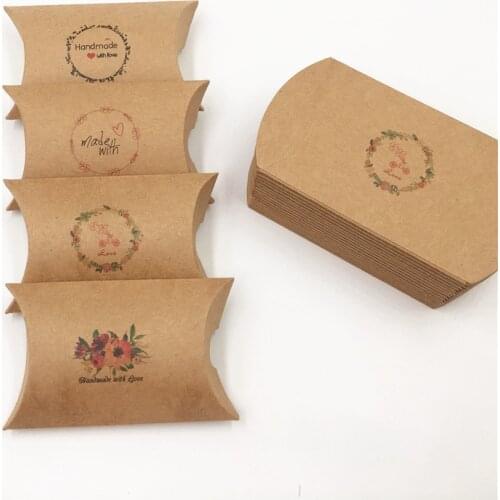 12 pcs New paper gift box candy favor packing pillow box kraft paper gift packing & display box 80x55x20mm Mult Designs
