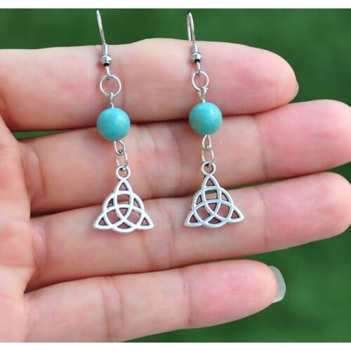 Charms Knot Amulet Dangle Earrings Alloy DIY Handmade Antique Making Pendant Fit Vintage Tibetan Silver Color 15*17mm Jewelry