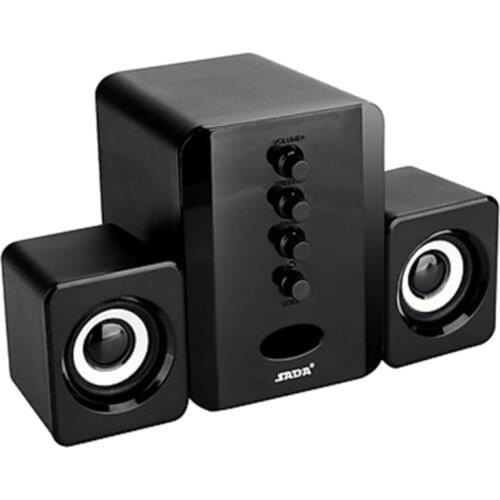 SADA Computer Speaker 2.1 Channel for Notebook Computer USB Wired Desktop Subwoofer with Bass and Treble Knob