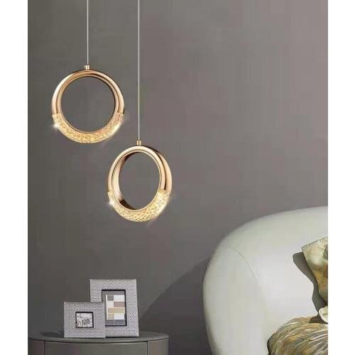 Modern Pendant Lamp Led Nordic Lighting Fixture Hanging Kitchen Restaurant Bar Living Bedroom Bedside Indoor Decor Ring Lights