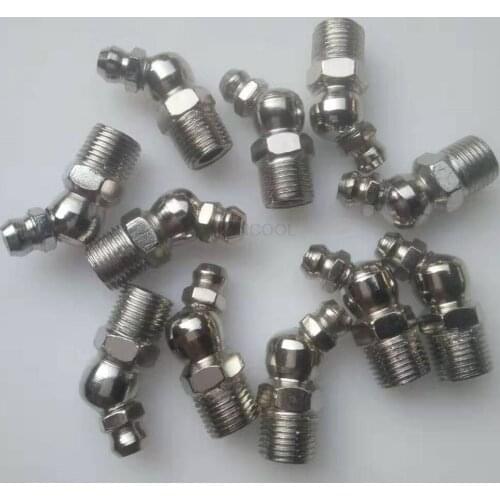 Grease Gun Nozzle Standard Nickel Plated 90/45 Degree Bend Grease Nozzle Automobile Truck Excavator FORklift General Nozzle