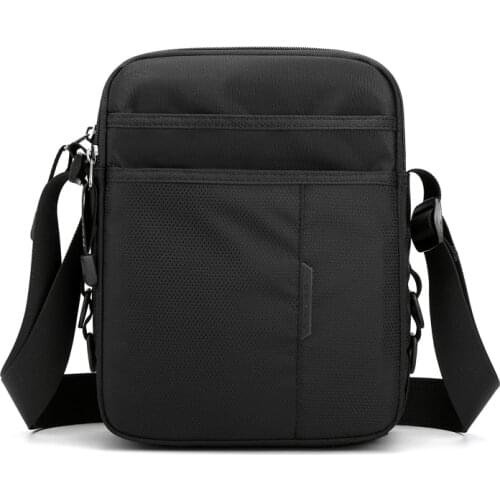 Crossbody Bag Mens Nylon Waterproof Black Shoulder Bag Small Portable Solid Color Soft Vertical Multi-pocket Zipper Coin Purse