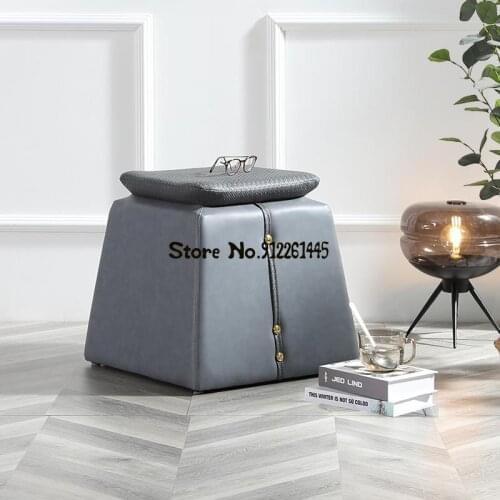 Light Luxury Leather Art Dressing Stool Creative Sofa Stool Designer Makeup Stool Small Apartment Ottoman Ins