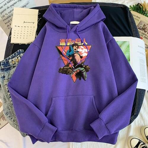 Attack On Titan Cartoon Print Streetwear Mens New Crewneck Hoodies Cute Autumn Fleece Hoody Fashion Fitness Clothing Man Fleece