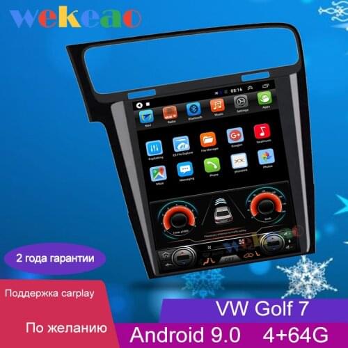 Wekeao Vertical Screen Tesla Style 10.4'' 1 Din Android 9.0 Car Dvd Multimedia Player For VW Golf 7 Auto GPS Navigation 2013+ 4G