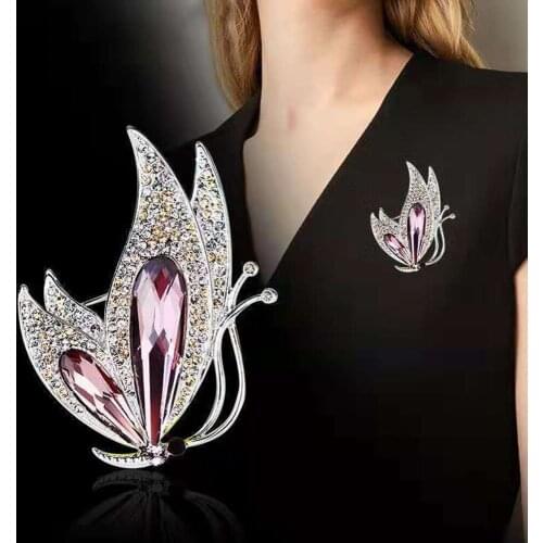 Butterfly Brooch Women Alloy Ornament Crystal Brooch Rhinestone Pin Corsage Female Fashion Jewelry Accessories Clothing Pins