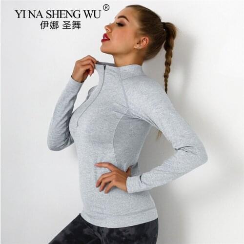 Women Yoga Sport Jacket Zipper Coat Clothes Quick Dry Fitness Running Long Sleeve Coat Sportwear Gym Workout Training Jacket Top