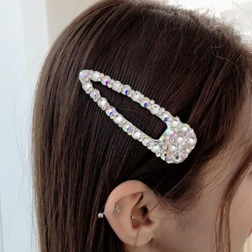 1 Pcs New Fashion Flash Luxury Temperament Full Diamond Crystal Pearl Elegant Women Barrettes Hair Clip Hairpin Hair Accessories