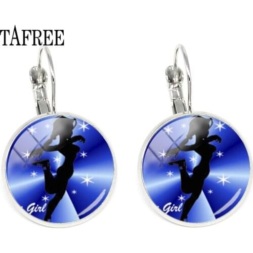 TAFREE Fashion Figure Skating Picture Clip Earrings Vintage Earrings Women Sports Dance Fan Best Gifts Jewelry ST30