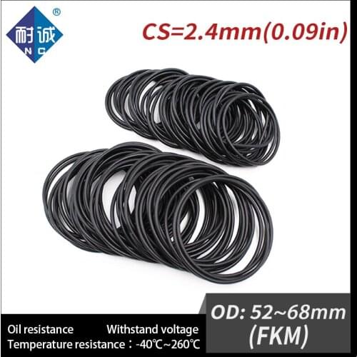 1PC/lot Rubber Ring Black FKM O ring Seals Thickness 2.4mm OD52/54/55/56/58/60/62/65/68mm Rubber O-Rings Fuel Washer