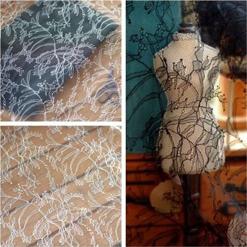 1 Yard Soft Tulle Lace Fabric Flower Pattern Net fabric for Party Evening Dress, Spring Skirt, Bridal Robe