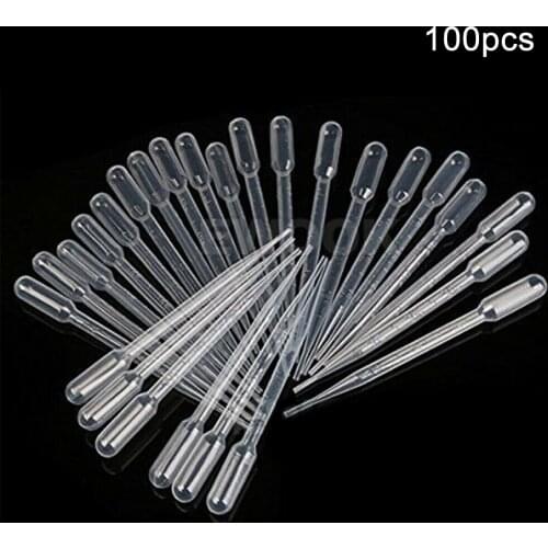 100Pcs/Pack 3ML Disposable Durable Use Plastic Eyedroppers Pipette Eye Droppers for Lab Experiment Supplies