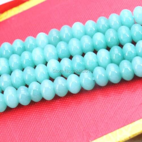 5X8mm Ornaments Aquarine-Blue Chalcedony Stone Abacus Accessories Crafts Loose DIY Beads Women Jewelry Making Design Gems 15inch