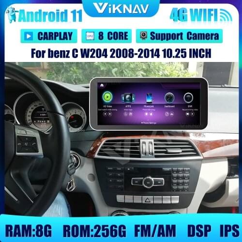 10.25inch Android 11 with screen Car radio for benz C W204 2008-2014 with screen GPS Navigation DVD multimedia Player 256GB