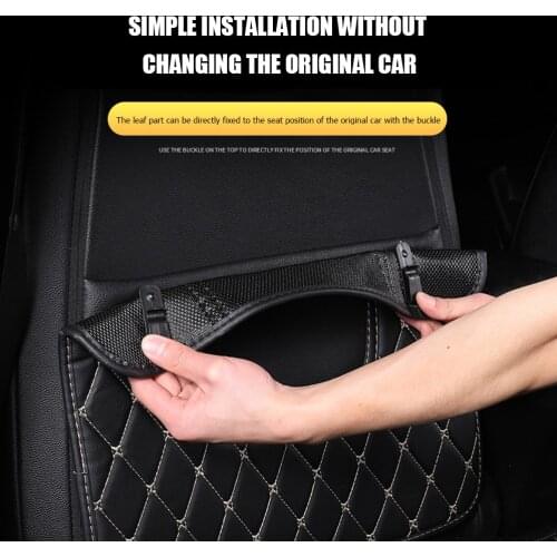 Car Kick Leather Mat with Phone Storage Pocket Auto Seat Back Outdoor Anti-resistance Repairing Parts Protector Cover