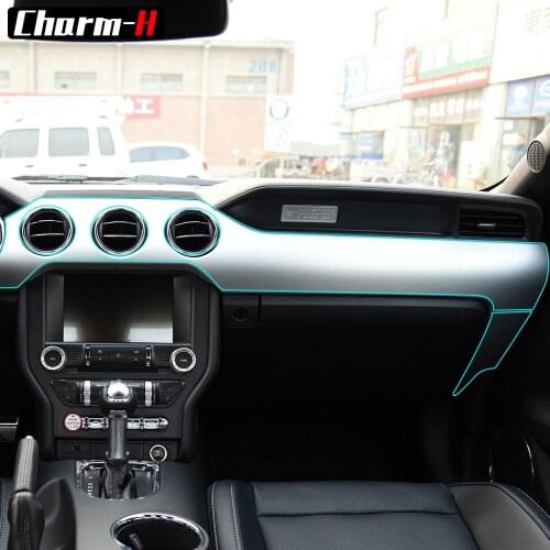 Car Styling Center Console TPU Interior Cover Trim Transparent Protective Film Sticker for Ford Mustang 2015-2017 Accessories