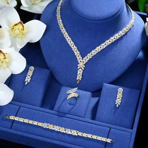 Be 8 Micro Pave Cubic Zirconia Luxury Dubai 2 Tones Jewelry Sets for Women Weeding Party Bridal Costume Jewellery Bijoux S488