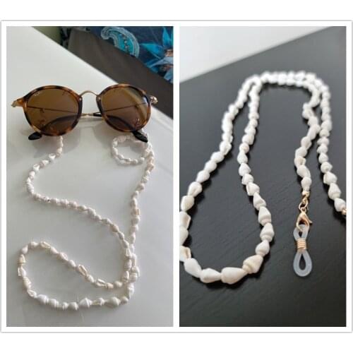 White Small Conch Shell Reading Glasses Chain Sunglasses Eyewears Cord Holder Neck Strap Rope Necklace Eyeglass String Lanyard