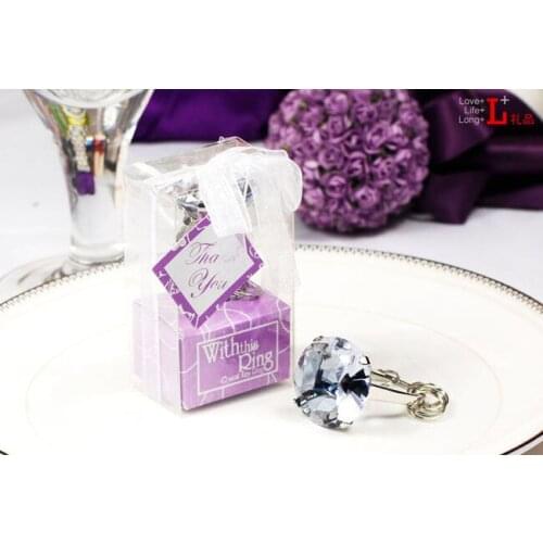 Cheap home party Favors wedding gifts diamond ring shape keychain Key accessories wedding favors and gifts for guest 250pcs/lot