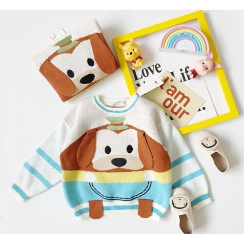 Tonytaobaby Childrens Sweater with Three-dimensional Pattern of Big Ears of Cartoon Puppies for Boys and Girls Autumn Winter