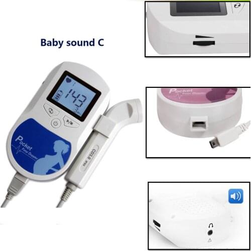 2pcs 3.0MHz Doppler Home Fetal Rate Monitor Pregnancy Baby Fetal Sound Heart Rate Detector LCD Display No Radiation