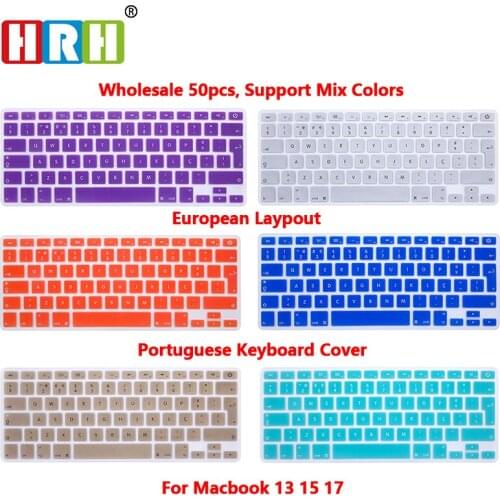 HRH Wholesale 50PCS Portuguese Silicone Keyboard Cover Skin Keyboard Protective Film for Mac Book Air 13.3 Keyboard Protector