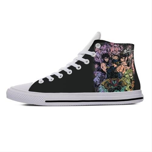 Japanese Manga Anime JoJo Bizarre Adventure Funny Casual Cloth Shoes High Top Lightweight Breathable 3D Print Men Women Sneakers