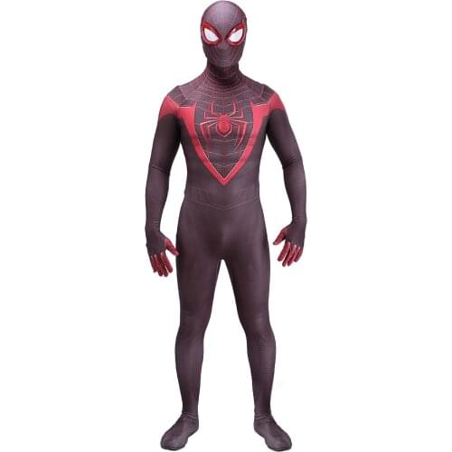 Male/Female/Kids PS5 Miles Morales V1 Cosplay Costume Zentai Halloween Costume SuperHero Bodysuit Jumpsuit Swimming Suits