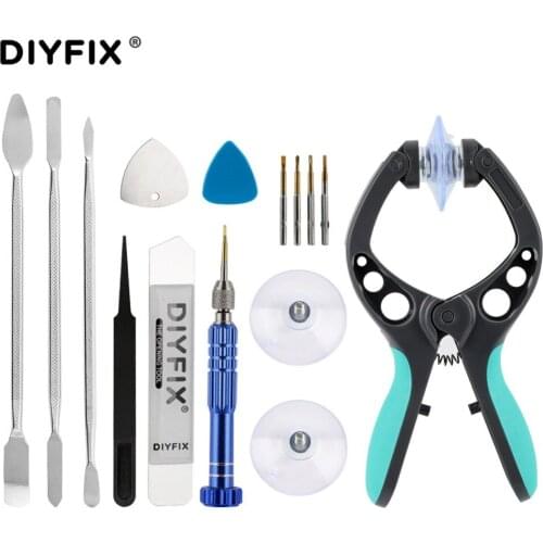 DIYFIX 13 in 1 Repair Tools Set Cellphone LCD Screen Opening Pliers Metal Pry Spudger Kit for Mobile Phone Tablet Laptop PC