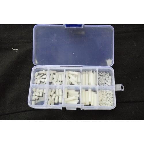 M2 Nylon Hex White Male Female Standoff Pillar Mount Threaded PCB Hexagon Motherboard Spacer Bolt Screw Nut Set Assortment Kit
