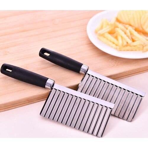New Stainless Steel Potato Chip Slicer Dough Vegetable Fruit Crinkle Wavy Slicer Knife Potato Cutter Chopper French Fry Maker