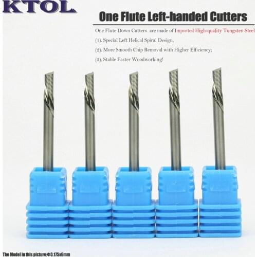 NEW 3.175X6MM Left Hand Single Flute Downcut Spiral Bits, High Efficiency Cutting Wood Acrylic Aluminum Plastic Plate, Burr-Free