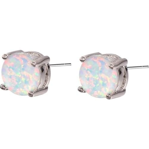 New Arrival White Fire Opal 925 Sterling Silver Stud Earrings Free Shipping Fashion Stud Earrings PE34