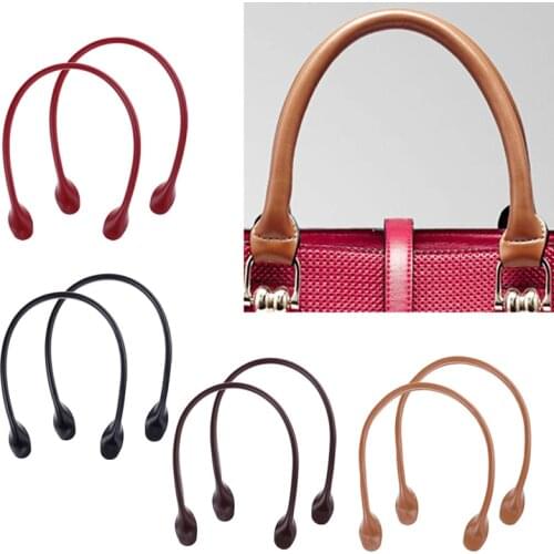 One Pair PU Leather Belt Bag Strap Round Ear DIY Short Purse Strap Solid Color Replacement Handles Accessories Wholesale 32cm