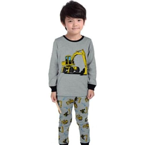 Excavator Baby Pajamas Girls Boys Pijamas Sleepwear Kids Long Sleeve Cotton Nightgown Children Pyjamas Clothing Homewear