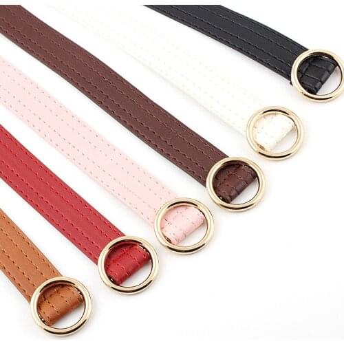 New simple style Women Gold Buckle Waist Belts for Lady Jeans Skinny Thin Leather Straps High Quality Dress Belt Cinturon Mujer