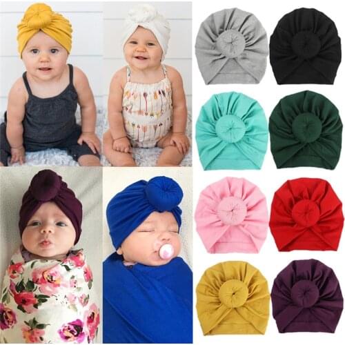 New Children Cute Accessories Turban Cotton Beanie Hat Newborn Toddler Kids Baby Boy Girl Winter Warm Cap Solid Knot Soft Wrap
