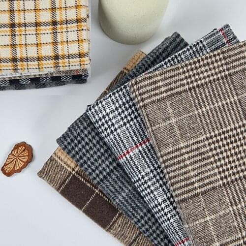 Woolen Woven Tweed Plaid Fabric Fiber New skirt,Outerwear,garment hand-made DIY Fabric Dress In Autumn Winter Tweed Plaid Cloth