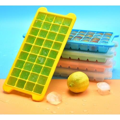 36 Grid Silicone Ice Tray with Lid, Creative Square Ice Box, Pure Color Silicone Ice Cube Mold