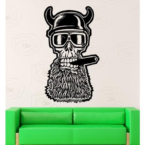 Unique Design Skull Wall Decal Motorcycle Helmet Wall Sticker Vinyl Decals Art Living Room Sofa Background Decor Wallpaper LA527