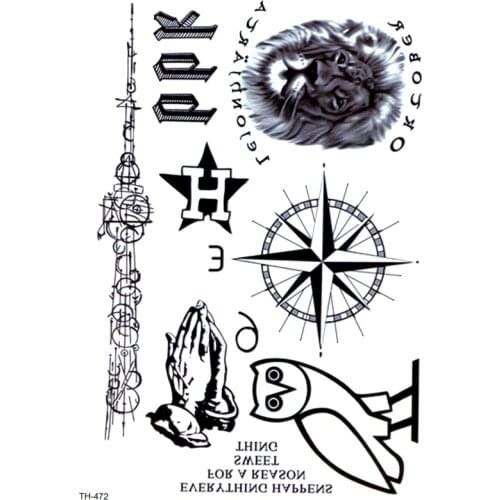 Owl And Lion Waterproof Temporary Tattoos Men Fake Tattoo Animals Body Tatoo Sleeve Art Tattoo Tatuajes henna Tattoo Stickers