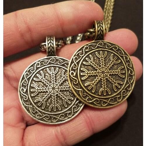 Dropshipping Viking Jewelry Men Necklace Old Norse Helm of Awe AEGISHJALMUR Scandinavian Symbol Viking Rune Pendant Necklace