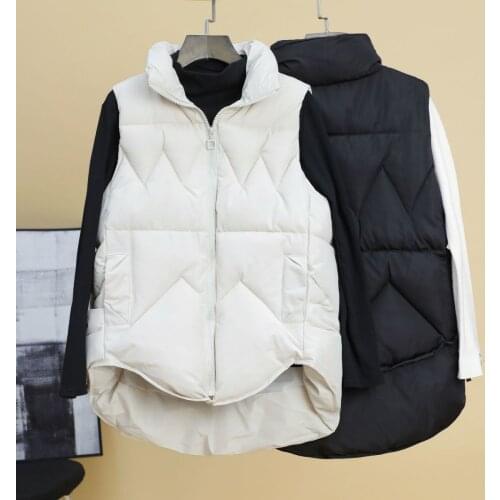 Stand Collar Womens Winter Solid Vest Short Warm Female Sleeveless Jacket Plus Size 4XL Casual Cotton Padded Waistcoats Outwear