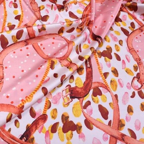 1 Meter X 1.08 Meter Blets Printing Elastic Satin Natural Silk Dress Fashion Fabric