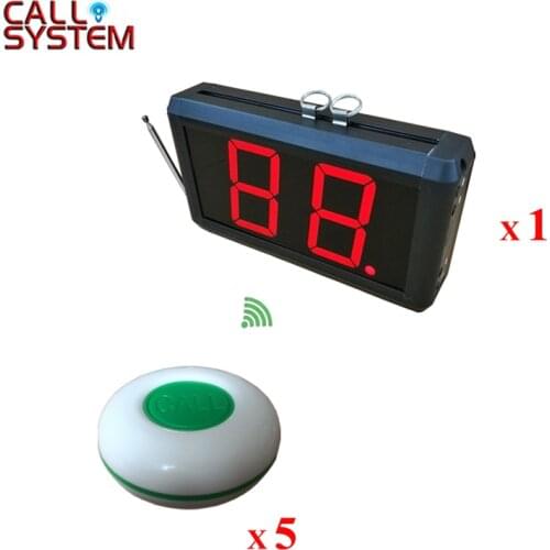 1 set Electronic push button buzzers 1 counter monitor with 5pcs table ring for customer use Cafe house