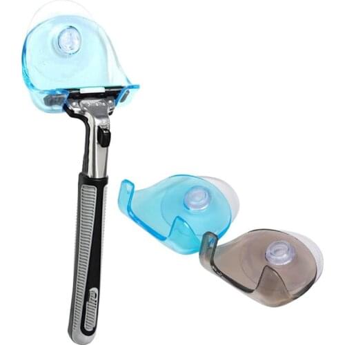 1PC Plastic Shaver Hanging Rack Clear Storage Shelf Bathroom Product Razor Holder Suction Cup Shelf Organizer