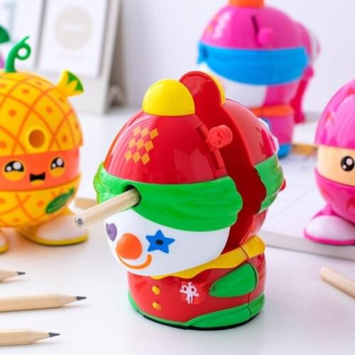 1PCS Creative Cartoons Cute Clown Shape Pencil Sharpener Stationery Student Fun Hand Cranked Pencil Sharpener Child Gifts Office
