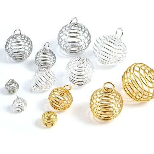 12x9mm 18x15mm 25x19mm 30x25mm Iron Alloy Spiral Bead Cages Pendants Multicolor Charms DIY Making Earring Necklace Jewelry,20PCs