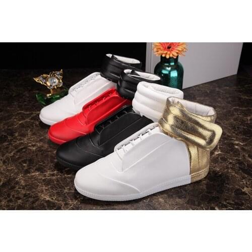 2021 new male tide shoes fashion White Casual Shoes Golden Ankle Strap Mens Shoes High Top Popular Footwear male high-top shoes