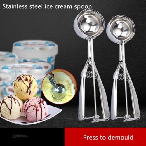 3Pcs Stainless Steel Ice Cream Scoop Digger Fruit Non-Stick Spoon Meat Balls Cream Spoon Watermelon Spoon Kitchen Cake Tools
